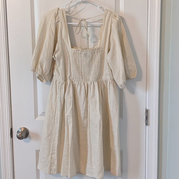 Gap Cream Linen Blend Mini Dress - Size Medium - Picture 2 of 7